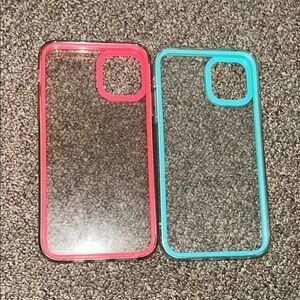Dual Pack Transparent Phone Cases - Pink and Blue